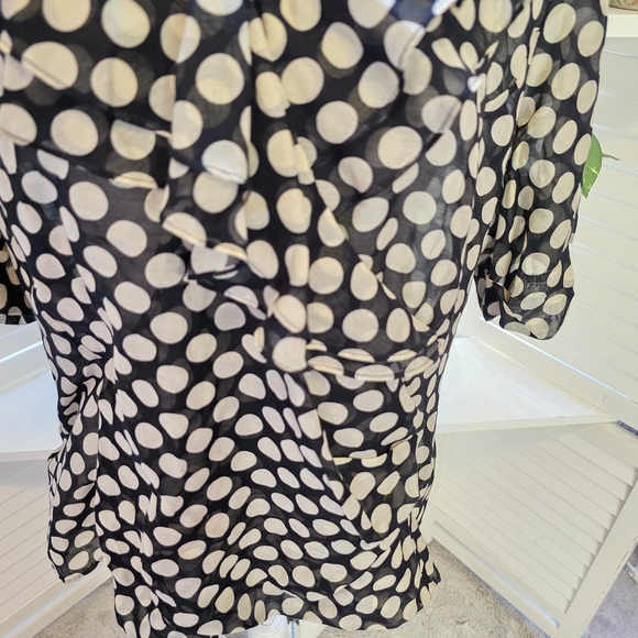 Lafayette 148 New York Silk Blend Black and Beige Polka Dot Blouse 18Plus 1335 - Picture 4 of 8